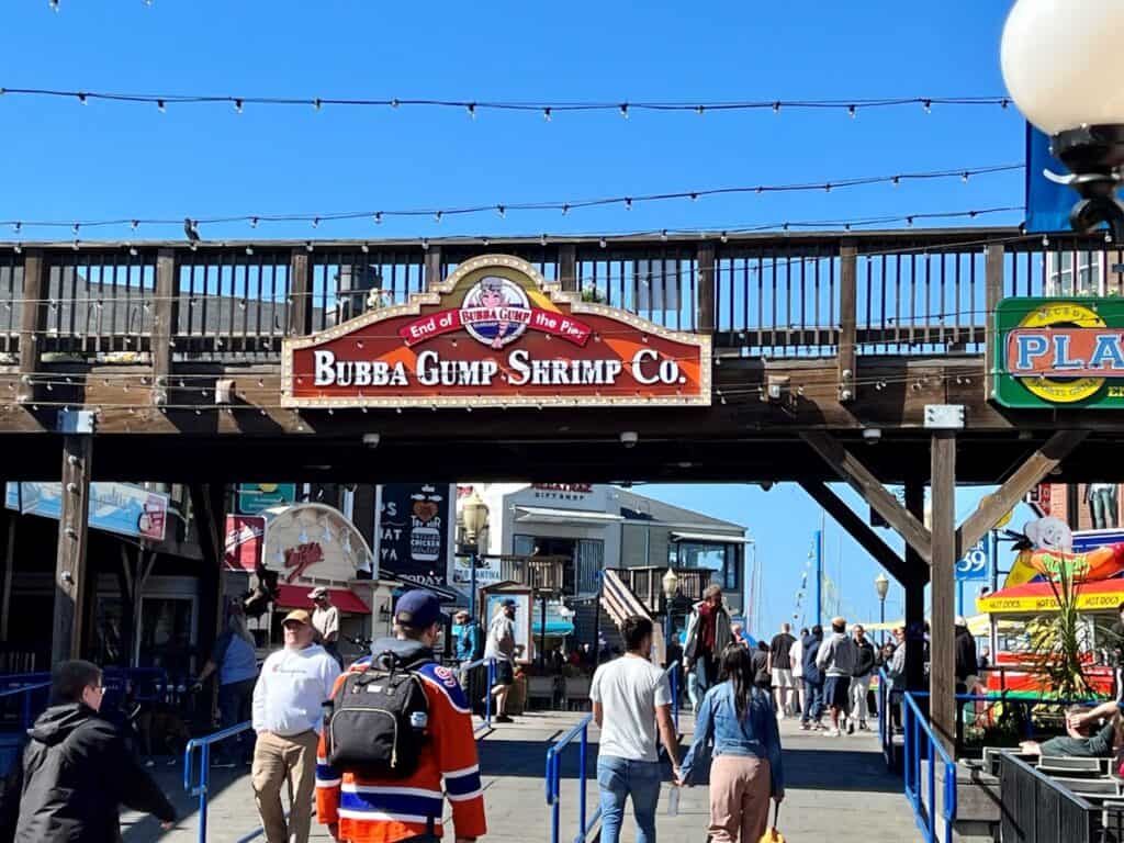 People walking around in Pier 39