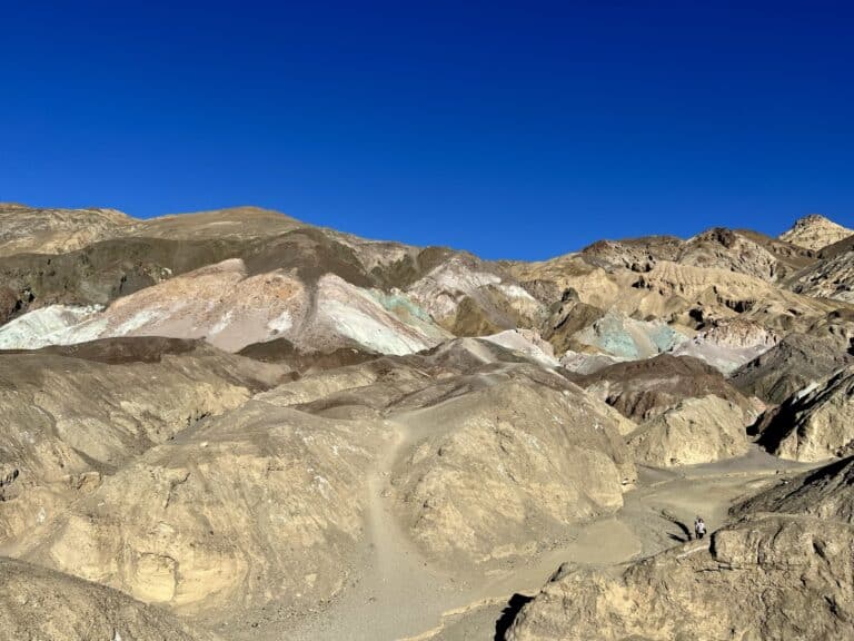 Colorful Hills with green, red, pink, white and brown colors at Death Valley's Artist's Palette vista point