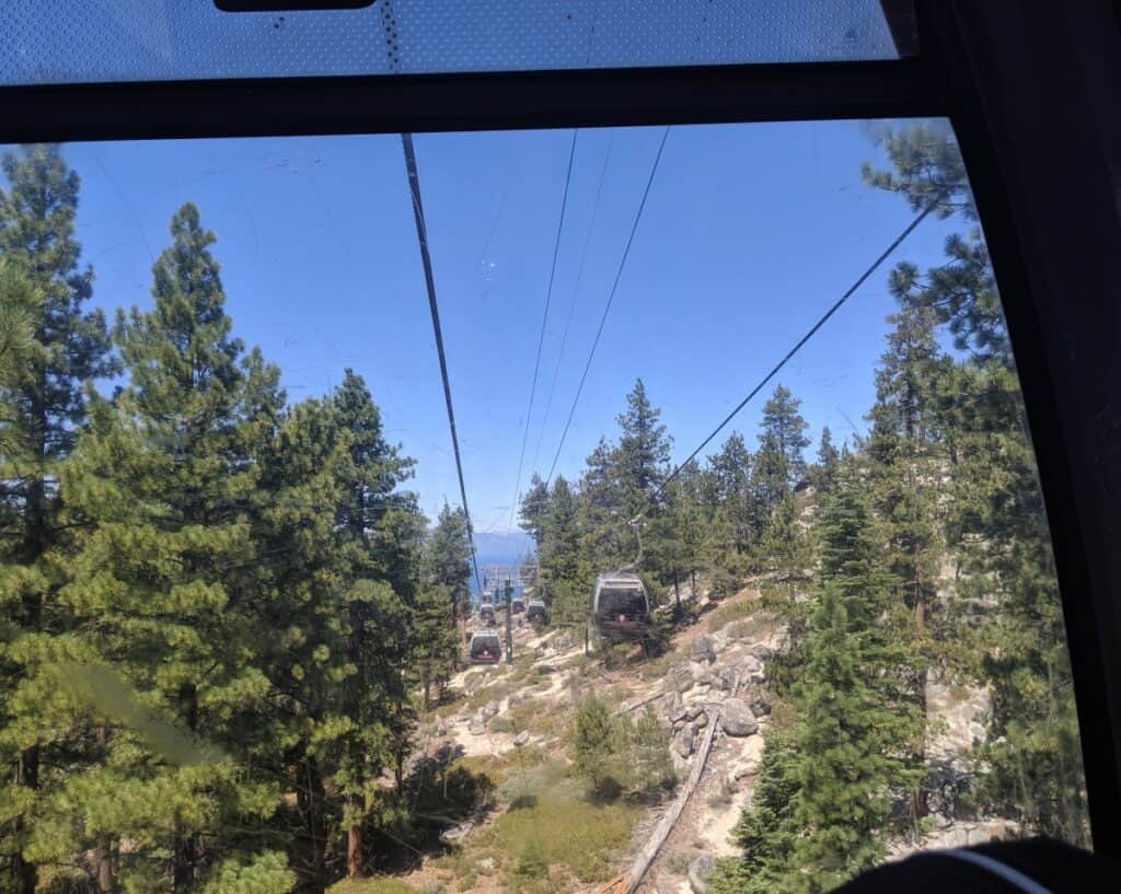 Heavenly Gondola cars going up the mountain