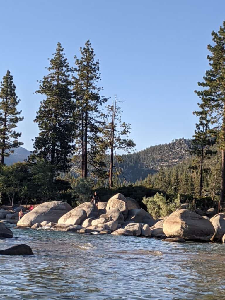 Large boulders in a lake