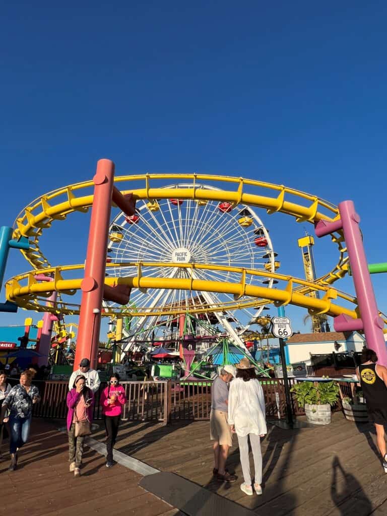 Colorful rides at Pacific Park on Santa Monica Pier