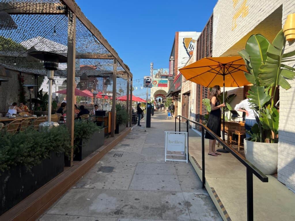 An alley with restaurants