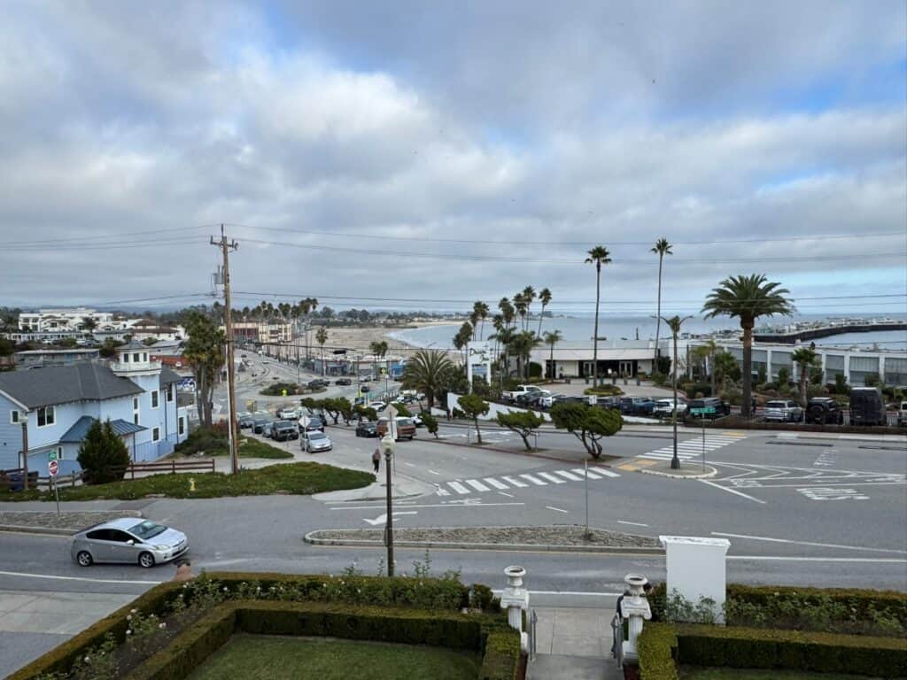 View of Santa Cruz Beach and wharf from West Cliff Inn