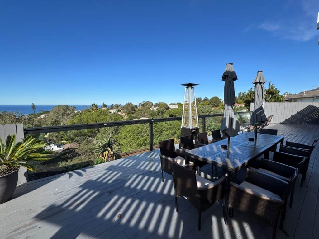 Ocean views from a large deck