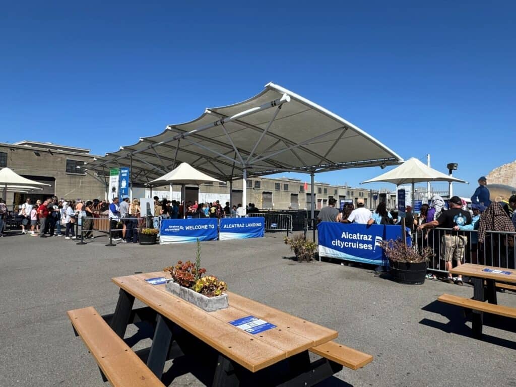 General and stand-by lines at Alcatraz boarding area