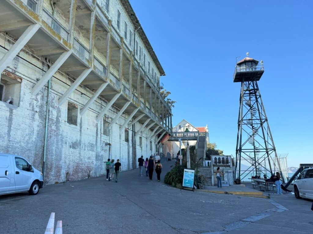 The uphill path to go to the cellhouse audio tour